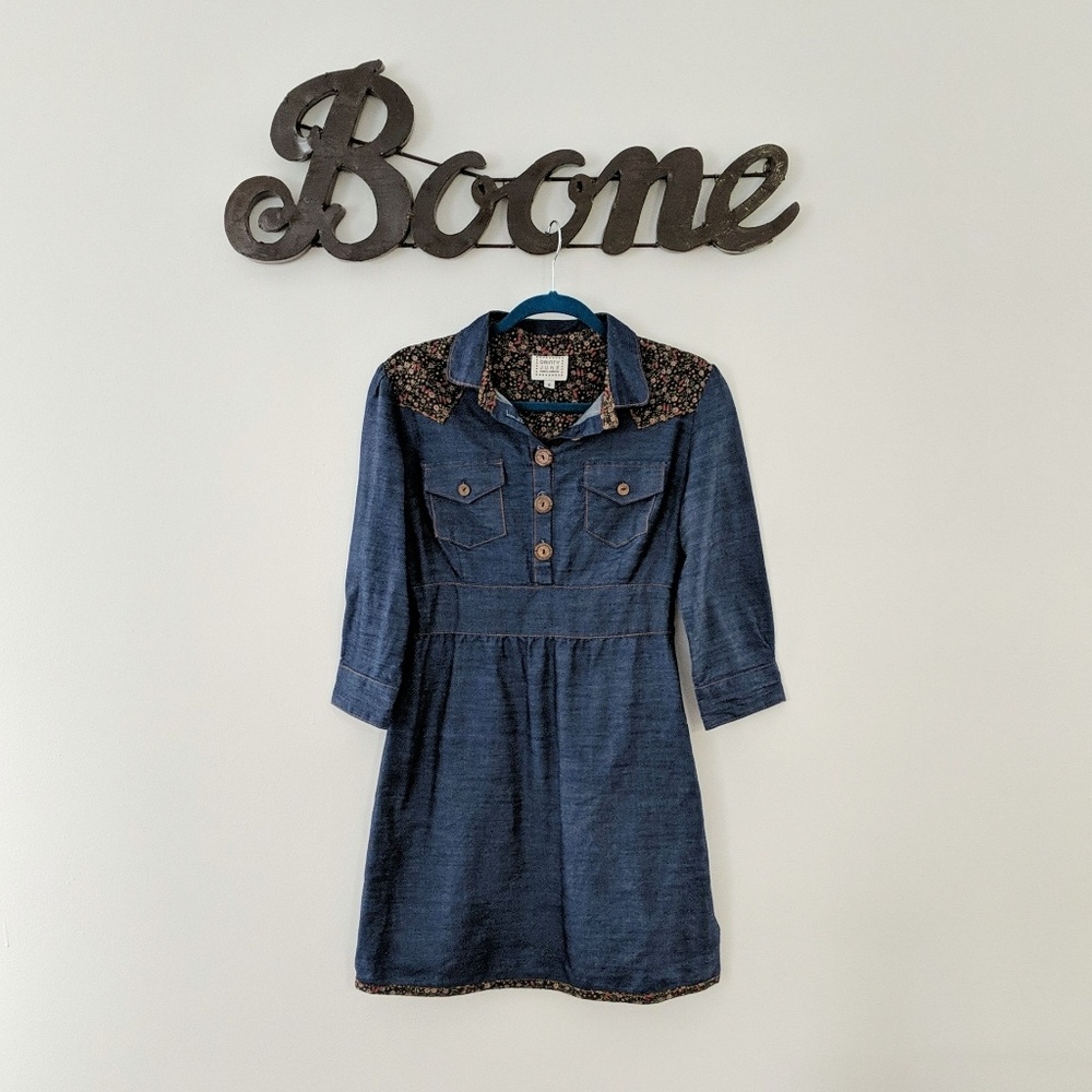 🏵️Modcloth Denim / Floral Dress